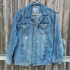 Old Navy Blue Distressed Denim Jacket Sz M